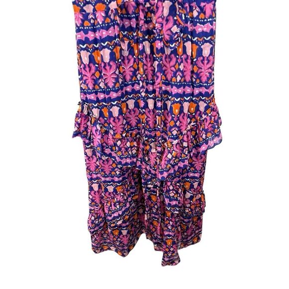 Banjanan Donna Maxi Dress Edwardian Tile Print XS Boho Sleeveless Ruffle Cotton - Picture 10 of 16